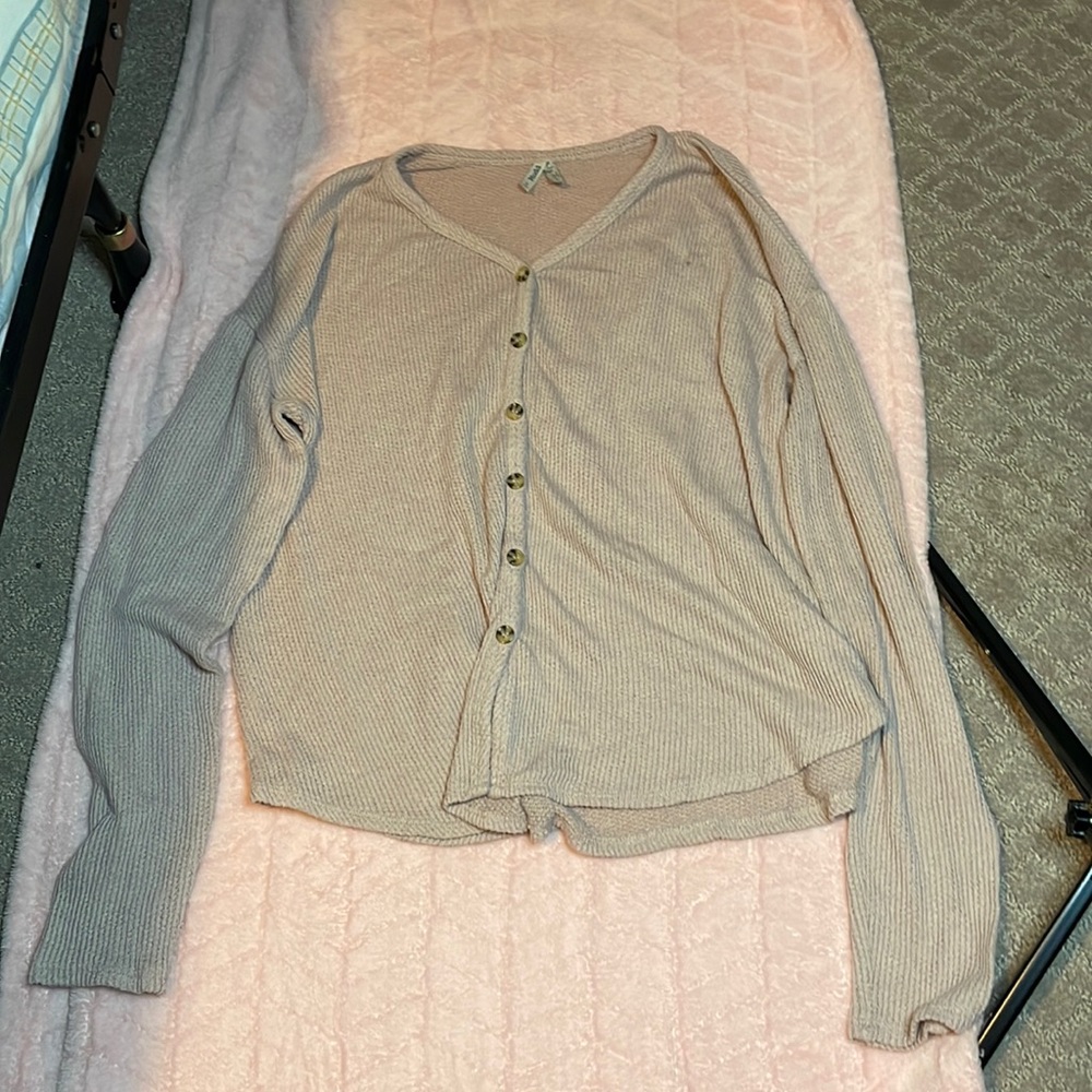 Mudd Pink Button-Up Long John Shirt Small